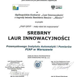 PIAP GRYF – 2012 Dyplom Srebrny Laur Innowacyjnosci